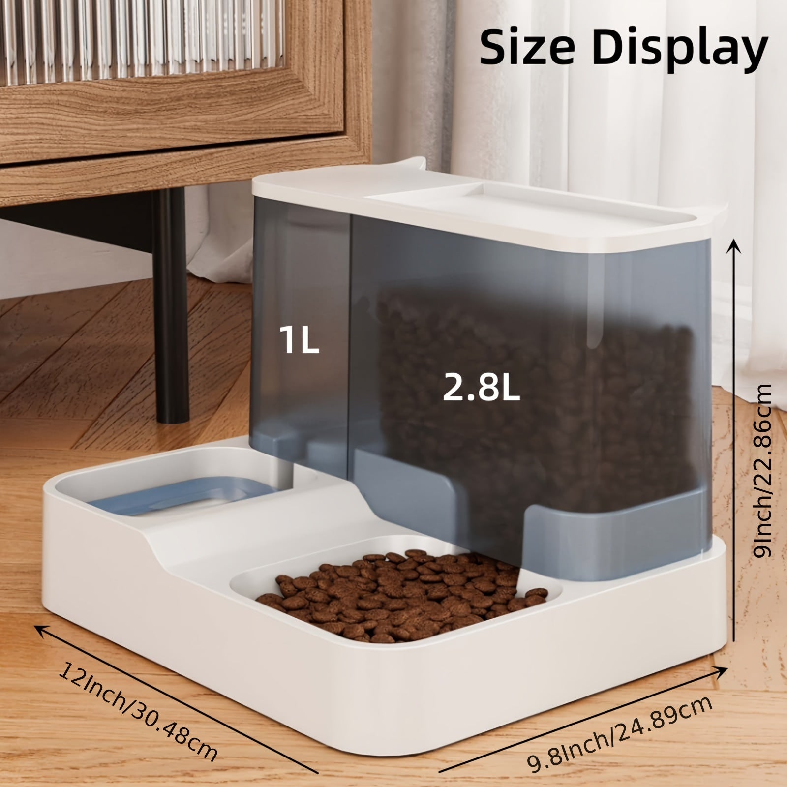 2in1 Automatic Pet Food Feeder And Water Dispenser Gravity Design For Cats And Small Dogs Grey