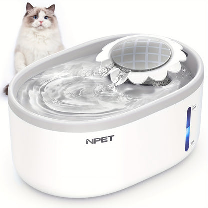 White Grey 2L 67oz Automatic Pet Water Fountain with Quiet Pump Cat Water Fountain with Visible Water Level Window Dog Water Dispenser for Drinking cute safe auto Fountain