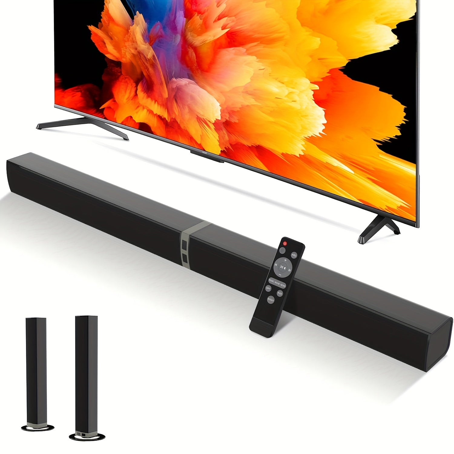 2 IN 1 TV Sound Bar Sound Bars for Smart TV 50W Wireless 20 Channel Home Audio Sound Bars with ARCOpticalAUX Connection