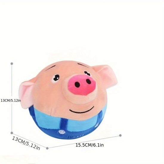 Interactive Plush Pig Toy for Dogs  Cats  Squeaky Washable USB Rechargeable with Automatic Rolling  Wiggling Action  Musical LightUp Pet Play Ball for All Breeds Dog Toy