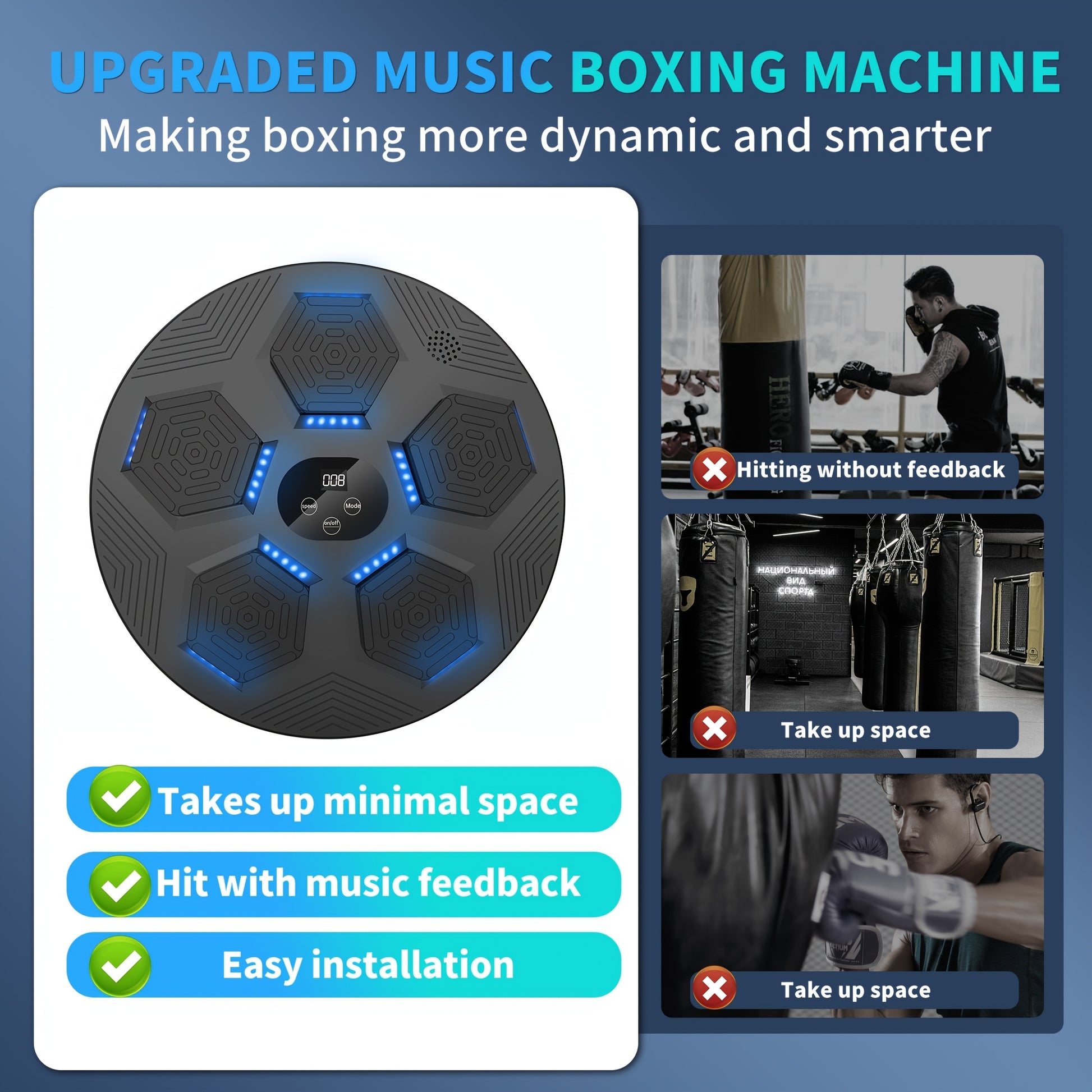 Musical boxing machine with gloves boxing training machine smart boxing machine high quality electronic boxing training target gift agility training equipment easy to install boxing target boxing target for boxing training